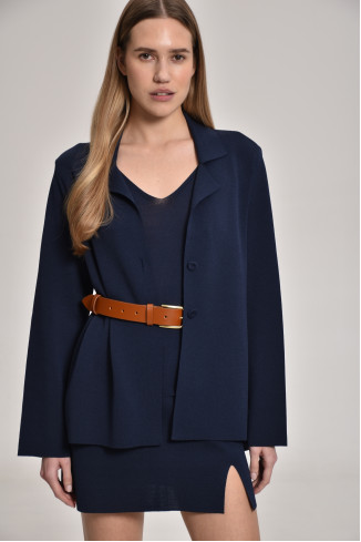 Мини-юбка из вискозы темно-синяя