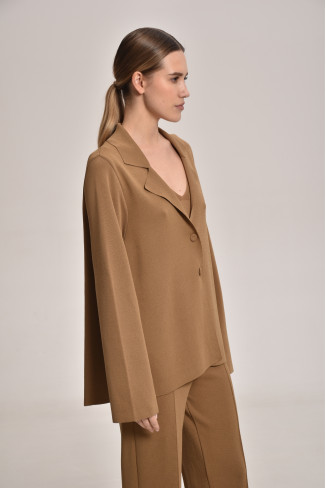 Трикотажний піджак з віскози з розрізом на спині темно-бежевий