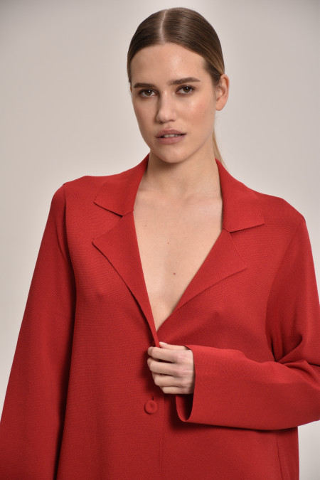 Трикотажний піджак з віскози з розрізом на спині темно-червоний