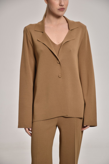 Трикотажний піджак з віскози з розрізом на спині темно-бежевий