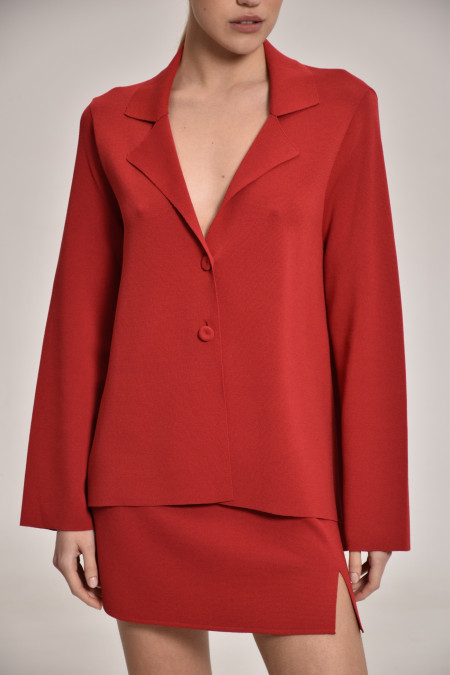 Трикотажний піджак з віскози з розрізом на спині темно-червоний