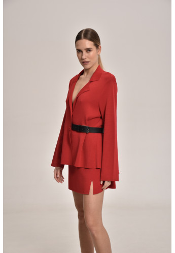 Dark Red Viscose Knitted Miniskirt