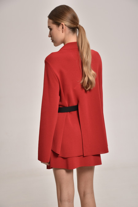 Трикотажний піджак з віскози з розрізом на спині темно-червоний