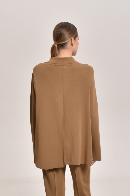 Трикотажний піджак з віскози з розрізом на спині темно-бежевий