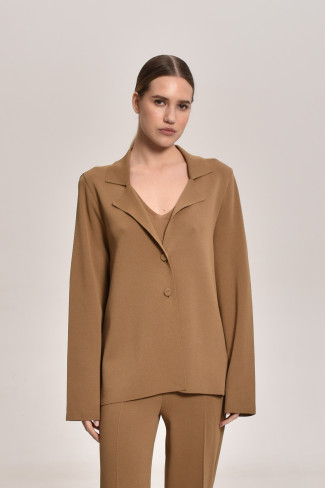Трикотажний піджак з віскози з розрізом на спині темно-бежевий