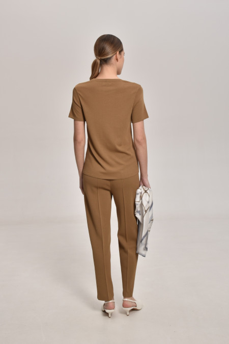 Трикотажні штани з віскози темно-бежеві Трикотажні штани з віскози темно-бежеві