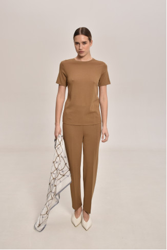 Трикотажні штани з віскози темно-бежеві