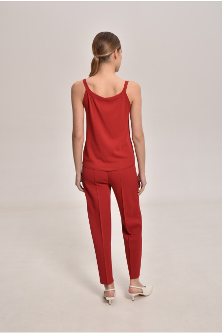 Трикотажні штани з віскози темно-червоні