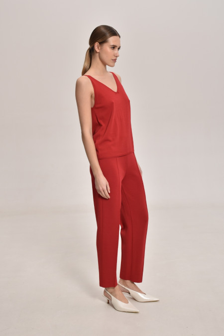 Трикотажні штани з віскози темно-червоні