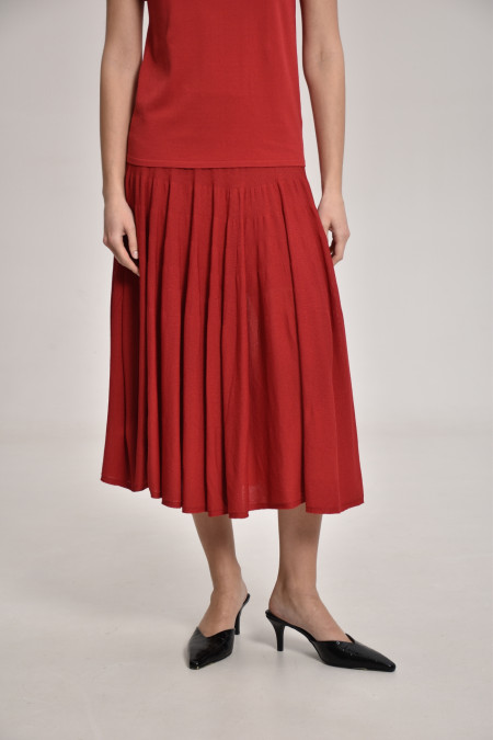 Dark Red Viscose Knitted Skirt