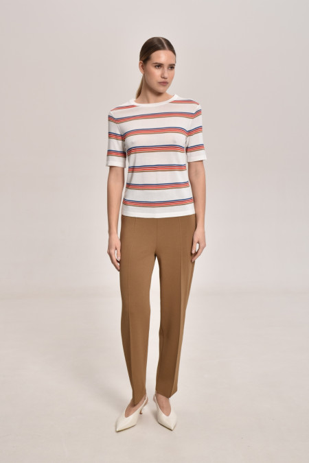 Смугастий джемпер з віскози молочний-синій