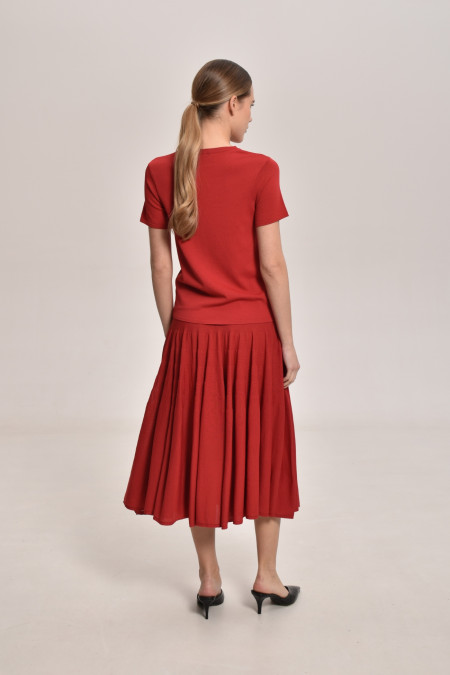 Dark Red Viscose Knitted Skirt