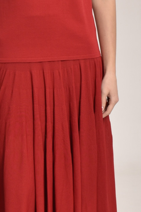 Dark Red Viscose Knitted Skirt