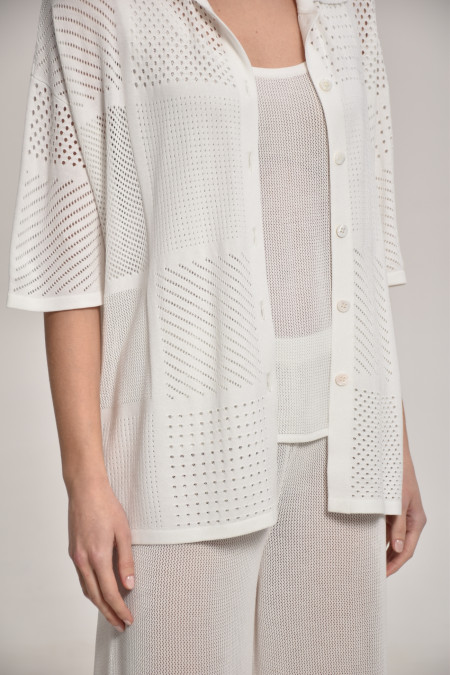 White Lace Mesh Blouse