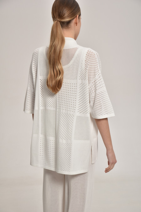 White Lace Mesh Blouse