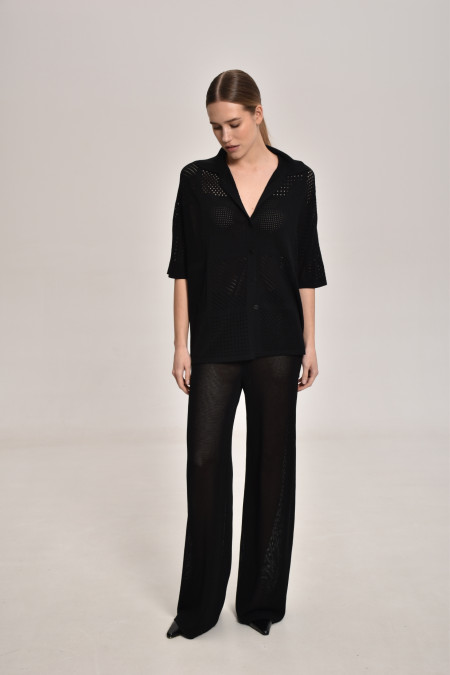 Black Lace Mesh Trousers 