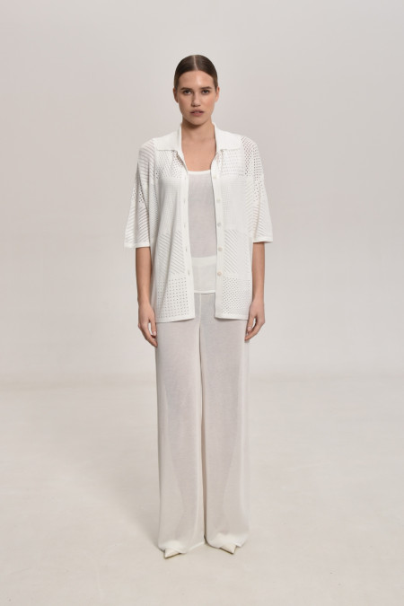 White Lace Mesh Blouse