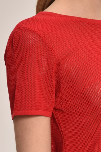 Red Lace Mesh Jumper