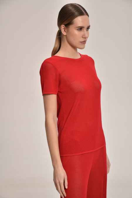 Red Lace Mesh Jumper