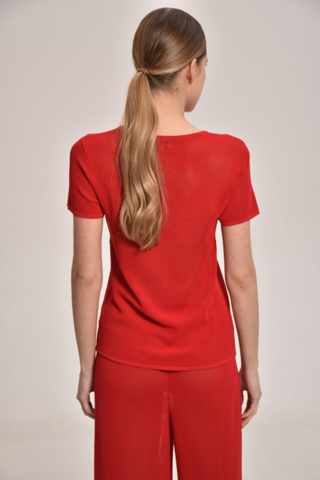 Red Lace Mesh Jumper