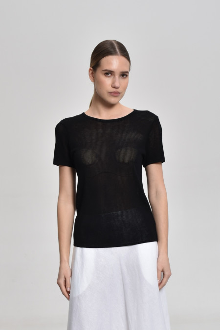 Black Lace Mesh Jumper