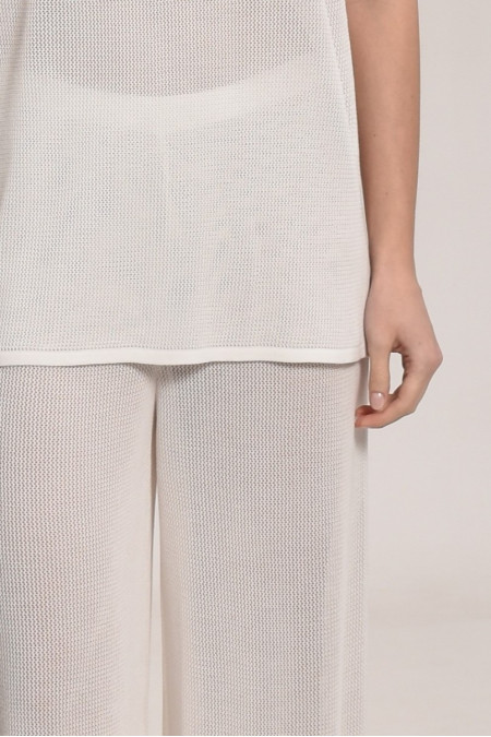 White Lace Mesh Trousers 