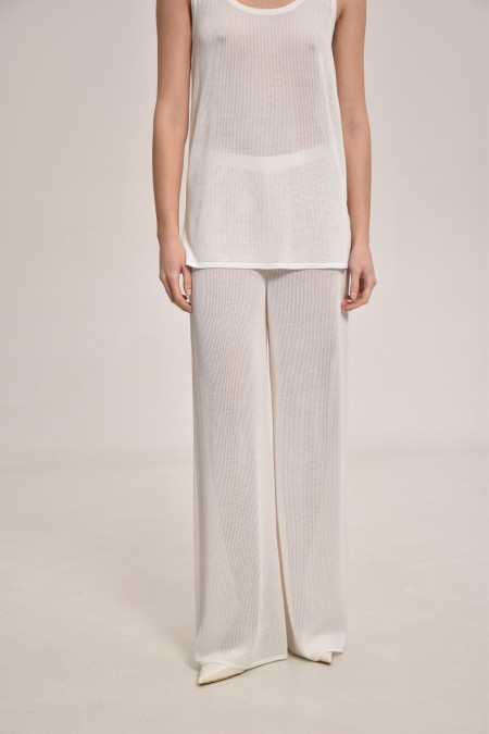 White Lace Mesh Trousers 