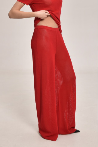Red Lace Mesh Trousers 