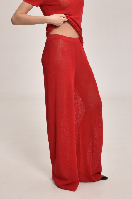 Red Lace Mesh Trousers 