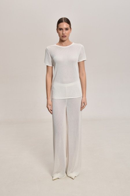 White Lace Mesh Trousers 