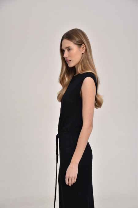 Black Lace Mesh Dress