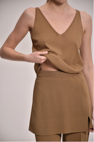 Мініспідниця з віскози темно-бежева