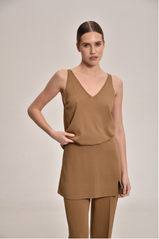 Мініспідниця з віскози темно-бежева