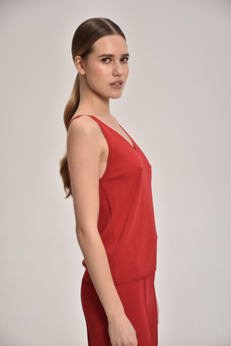 Трикотажний топ з віскози темно-червоний