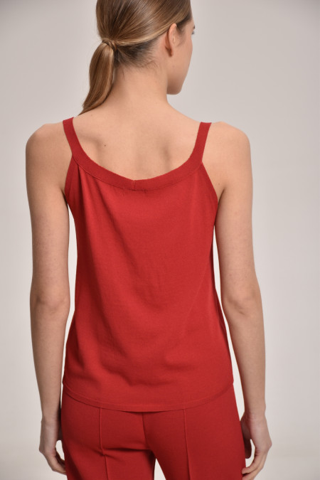 Трикотажний топ з віскози темно-червоний