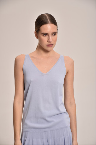 Blue Viscose Knitted Top