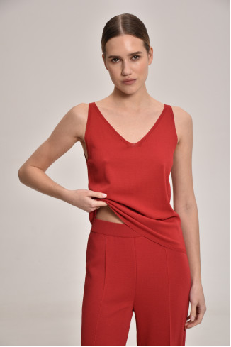 Трикотажный топ из вискозы темно-красный