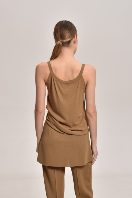 Трикотажний топ з віскози темно-бежевий