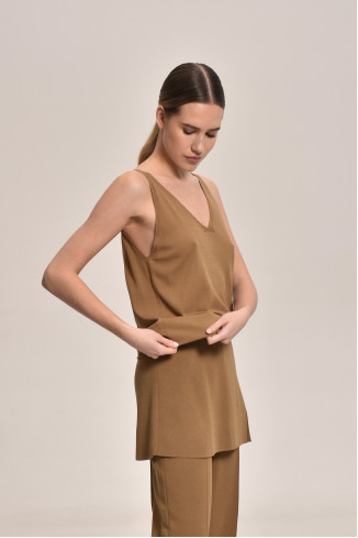 Трикотажний топ з віскози темно-бежевий