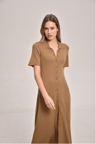 Довга сукня з віскози на ґудзиках темно-бежева