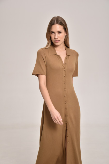 Довга сукня з віскози на ґудзиках темно-бежева