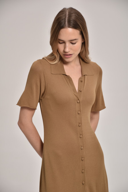 Довга сукня з віскози на ґудзиках темно-бежева