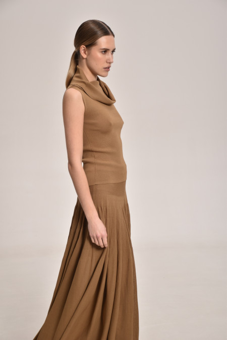 Довга спідниця з віскози темно-бежева