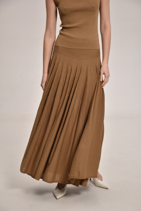 Довга спідниця з віскози темно-бежева