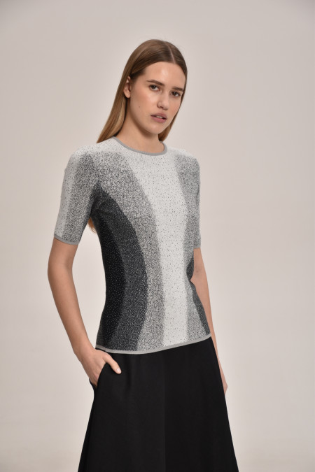 Жаккардовый джемпер из вискозы серый