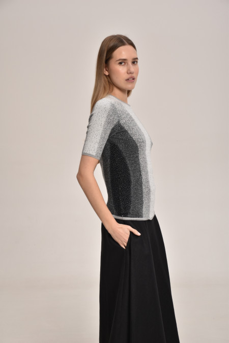 Жаккардовый джемпер из вискозы серый