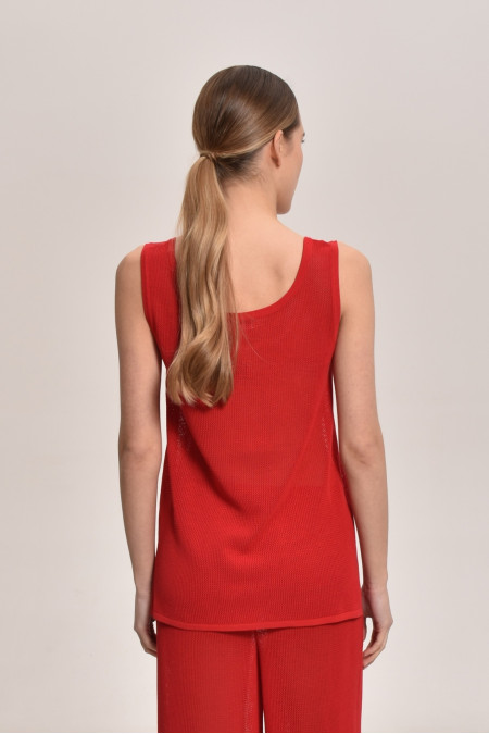 Трикотажна туніка з мереживної сітки червона