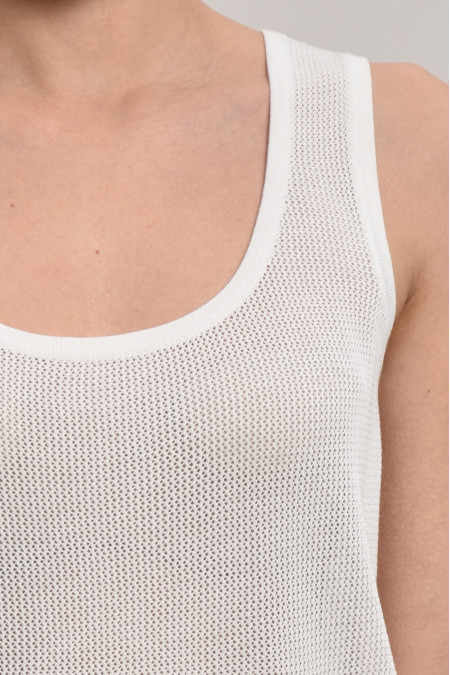 Трикотажная майка из кружевной сетки белая