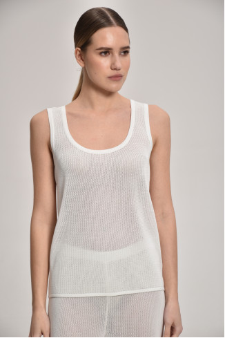 Трикотажная майка из кружевной сетки белая