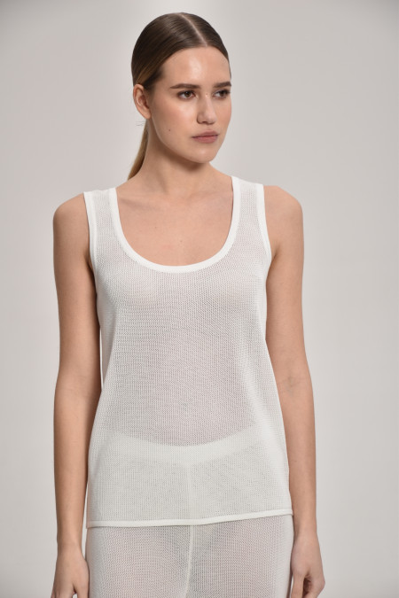 Трикотажная майка из кружевной сетки белая